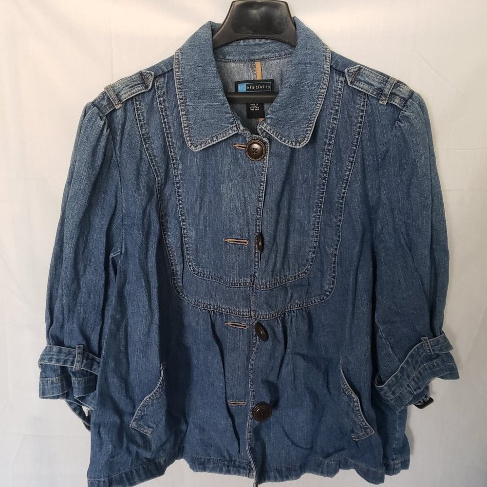 Denim 3/4 sleeve jacket